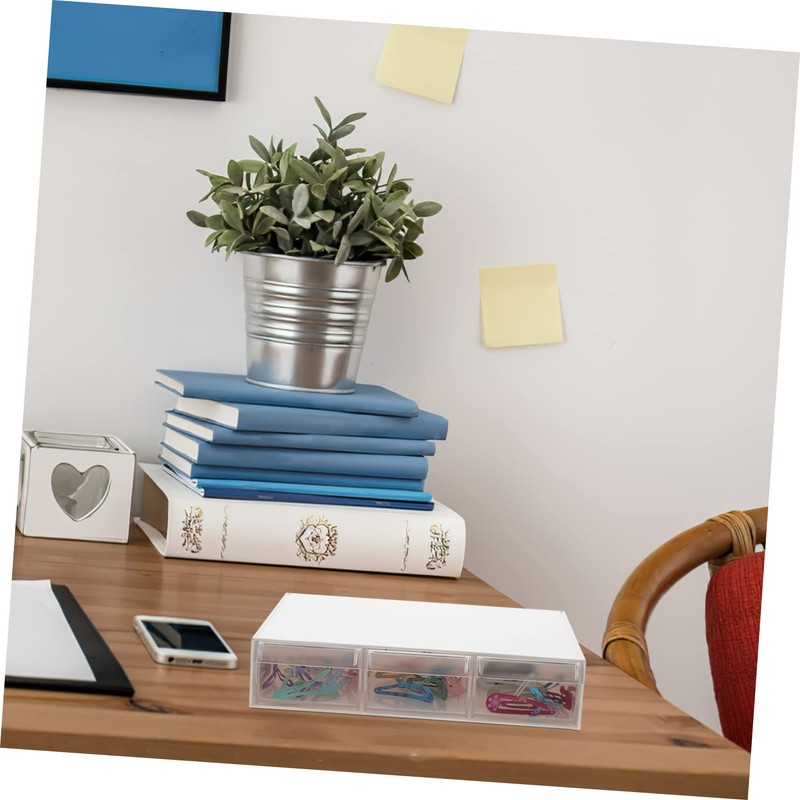 LALAFINA Document Organizer Stackable Storage Drawers Collapsible Box Desk Plastic