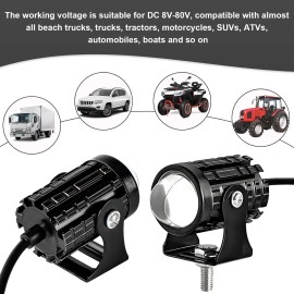 4 Pzs Faros Luces Led Para Motos Auto Auxiliares Doble Color Transparente