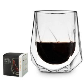 Viski Alchemi Aerating Wine Glass, Double Walled Tasting Tumbler for Red Wine, Enhances Aroma & Flavor, Elegant Modern Glassware, Home Bar Essentials, 8 oz, Set of 1