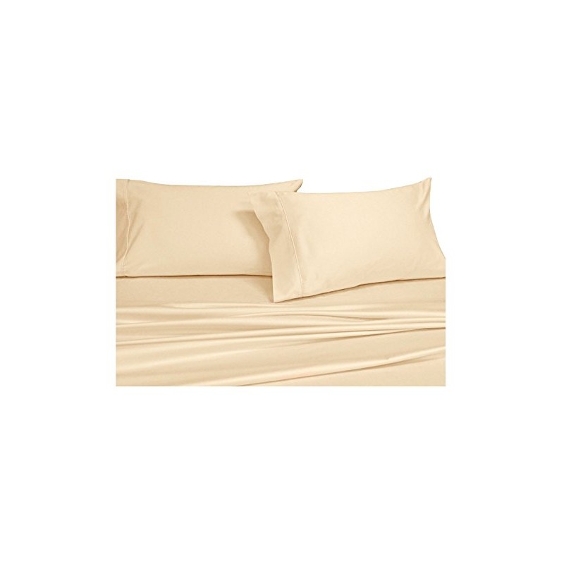 Royal Hotel Bedding Solid Ivory 300-Thread-Count 4pc Queen Waterbed-Sheets 100%