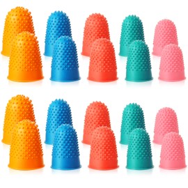 SATINIOR 20 Pcs Rubber Fingers Tip Fingers Protectors Covers Thimble Money Counting Collating Writing Sorting Protectors Hot Glue Wax Rosin Resin Collating Writing Task Scrap(Xs S M L XL,5 Colors)