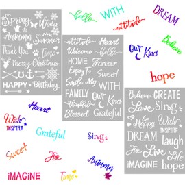 3 Pieces Plastic Painting Stencils Inspirational Word Stencils 8 x 11 Inch Reusable Stencils Template for Painting on Wood, Fabric, Paper, Wall DIY Drawing Craft