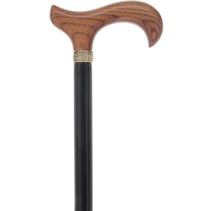 Derby Comfort Cane with Stained Ash Wood Handle, Black Beechwood