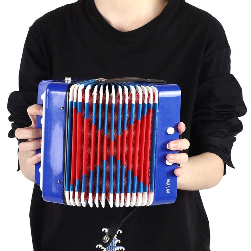 Mini Accordian, Kids Piano Percussion Accordion Musical Toy, Eco-Friendly Blue