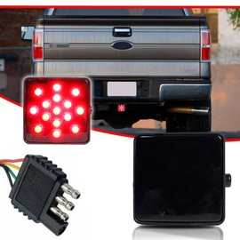 BURANIFUSION Smoked Lens 15- Brake Light Trailer Hitch Cover Towing & Hauling 2" Size for Toyota,for Ram,for Jeep,for Ford,for Chevy 1-Number of Bulbs 12V RB-275B WEF1742