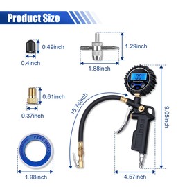 Digital Tire Pressure Gauge with Inflator - 250 PSI Heavy Duty Tire Inflator with Gauge & Quick Connect Coupler - Car Tire Air Chuck and Compressor Accessories - 0.1 Display Resolution (2 Pack)