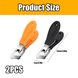 2PCS Nail Clippers for Thick Nails,Wide Jaw Opening Anti-Splash Slanted Toenail Clipper,Toe Wide Jaw Opening Clipper for Fingernail and Toenail,Premium Stainless Steel Sharp Nail Clipper(Black+Orange)