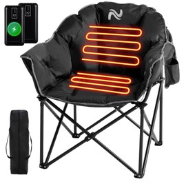 MOPHOTO Heated Camping Chair, Portable Heated Camping Chairs Outdoor, Padded Oversized Heated Folding Chairs Outdoor Sports, Heating Lawn Chair Patio Lounge Chairs for Adults