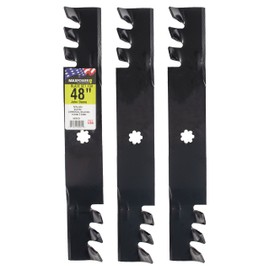 MaxPower 561812XB Set of 3, 3-N-1 Commercial Mulching Blades for 48 in. Cut John Deere Mowers, Replaces OEM no. GX21784, GX21786, Black