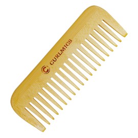 Wide Tooth Comb 6.6" Detangling Anti-Static Natural Bamboo Eco-Friendly Brush for Women Men Kids Suitable for Thick Thin Curly Wavy Coiled Long Straight Dry Hair