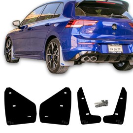 RokBlokz Rally Mud Flaps Compatible with 2022+ Volkswagen Golf (MK8) - Multiple Colors Available - Mud Guards are Custom Cut and Fit - Includes All Mounting Hardware (BLK with BLK Logo, Short)