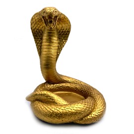 Gold King Cobra Snake Statue Figurine Sculpture Candlestick Holder Animal Figure Collectible Gifts for Snake Lover Office Home Outdoor Decor