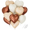 White Brown Heart Balloons,10Pcs Foil Heart Shaped Balloons,18Inch Helium Mylar