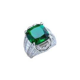 Viyuroyk 925 Sterling Silver Shining Emerald Cubic Zirconia Rings Diamond Rings for Women Jewelry Findings Earring Backs Findings (US Code 7)