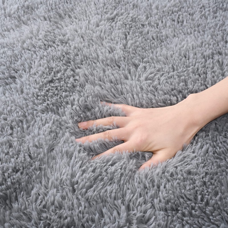 DETUM Grey Runner Rug 2' X 6' Fluffy Gray Area