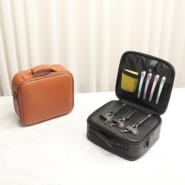 전문가용 PU 가죽 미용 도구 가방, 대용량 이발사 정리함 (가위 파우치 포함) [04 Large brown for 5] Professional PU Leather Beauty Tool Bag, Large Capacity Barber Organizer (Includes Scissor Pouch) [04 Large brown for 5]