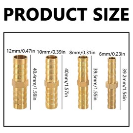 BUOSHUO Pack of 20 hose connectors, hose connector for water hose, hose connector, brass, petrol hose, fuel line, air line (6 mm/8 mm/10 mm/12 mm)