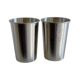 Stainless Steel Half Pint Cups, Set of 2, 284ml, Camping Beakers, Festival Cups, Dishwasher Safe, Made in Britain