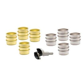 A.J. Wwe - Metallwaren GmbH Tea Light Nozzle 40 mm and a Forstner Bit Geared 1 5/8'' (41,5 mm) - 12 Stck vermessingt + 12 Stck Weißblech