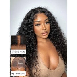 UNICE Bye Bye Knots Glueless Wig Pre Cut 7x5 Lace Front Water Wave Wigs Human Hair Wet and Wavy Put on and Go Human Hair Wig with Baby Hair Pre Plucked 150% Density 20 Inch