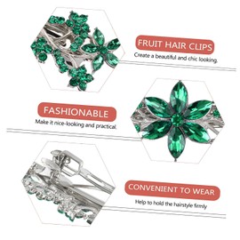 Green Austrian Hair Barrettes, Sparkly Zircon Crystal Hair Clips French Dedign Bridal Fashion Bling Rhinestons Hairpins, Wedding Hairgrip Hair Headwear Accessories for Women Girls
