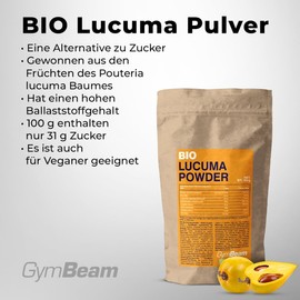 GymBeam GymBeam ORGANIC Lucuma Powder - High in fiber, healthy sugar alternative from Pouteria Lucuma, ideal for sweetening dishes, drinks, desserts & baked goods, 100 g