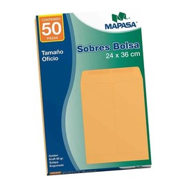 Mapasa IA0318 Paquete con 50 Sobres, Tamaño Oficio Golden Kraft