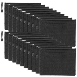 LOPYXBR Pack of 20 Wallets Bank Bags, 23 x 17.8 cm A5 Oxford Wallet, Waterproof Bank Bag Black with Zip, Document Bag A5 for Home, Business, School