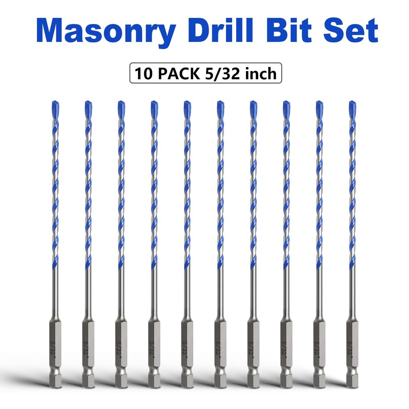 10 Pack 5/32 inch Concrete Drill Bit Set,Masonry Drill Bit