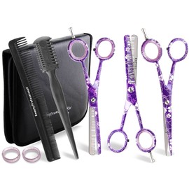 Premium Hair Scissors Set 6 Pieces Thinning Scissors Hairdressing Scissors 6" Elegant Storage Bag