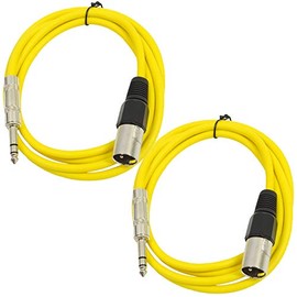 Seismic Audio - SATRXL-M6-2 Pack of 6 Foot 1/4 Inch TRS to XLR Male Patch Cables - Balanced - 6 Foot Patch Cord - Yellow and Yellow