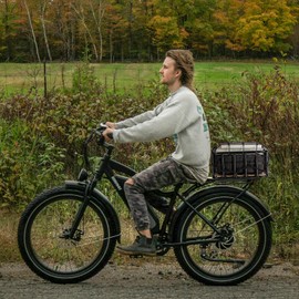 CXWXC Rear Bike Basket - Large Bicycle Rear Basket with Cargo Net and Waterproof Cover, Wooden Base Baskets Rear Large Capacity