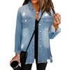 Bosmeer Women's Jean Jacket Classic Long Sleeve Pocket Frayed Hem