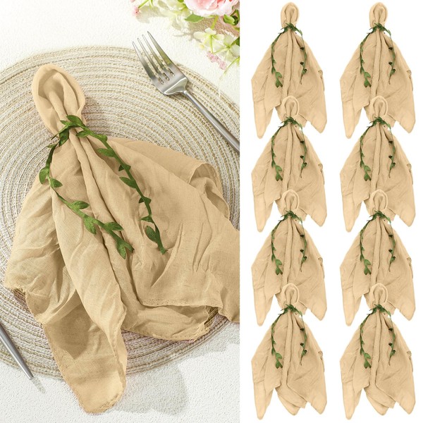 HunnmingRe 80 Set Cheesecloth Napkins with Ring 18 x 18
