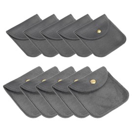 PATIKIL Jewelry Pouch, 10 Pack Soft Velvet Pouches with Snap Button Portable Storage for Rings Necklace Bracelet Earring Watch, Grey(3x3, 4x4)