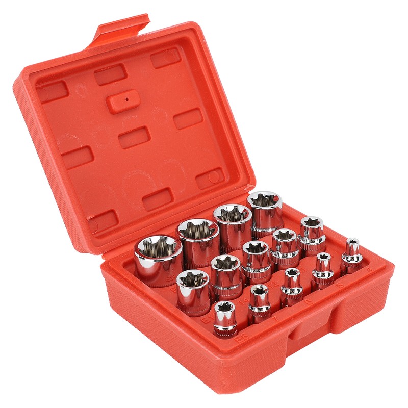 14Pcs E Star Socket Set Chrome Vanadium Steel Portable External