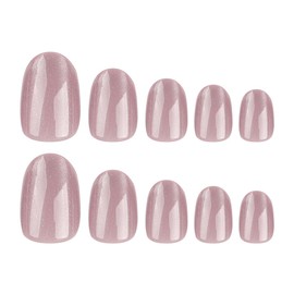 ANDGING Bling Pink Press on Nails Short Oval Cat Eye Fake Nails with Glitter Designs Fantasy Manicure Glue on Nails for Wedding Full Cover Acrylic Stick on Nails Gel False Nails for Women 24 Pcs