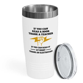Electrician White Ringneck Tumbler 20oz - thank an electrician - Maintenance Boy Electricians Friend Electician Tools Precision Lineman Gifts