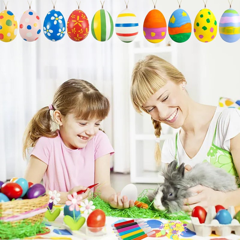 LETSHOLD Pack of 25 Easter Eggs Plastic White 6 cm,
