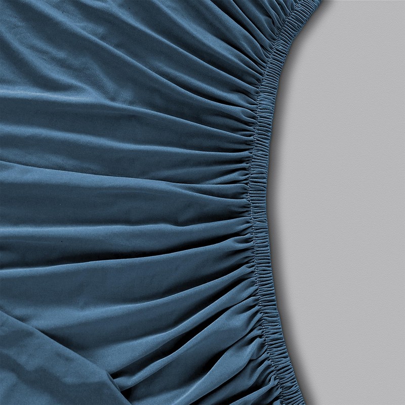 wyewye Double Fitted Sheet, Deep Blue, 135x190 cm with 40