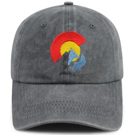 Embroidery Colorado Flag Baseball Cap State Mountain Casual Sun Peak Hat Grey