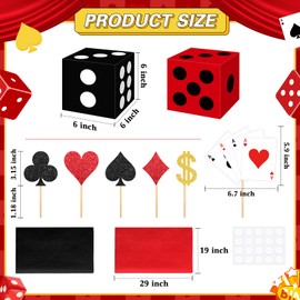 Zhanmai 2 Set Casino Theme Party Decorations 6 x 6 x 6 Inch Paper Poker Boxes Casino Centerpiece Sticks for Table Game Theme Night Decoration Gift Box for Poker Birthday Party Supplies