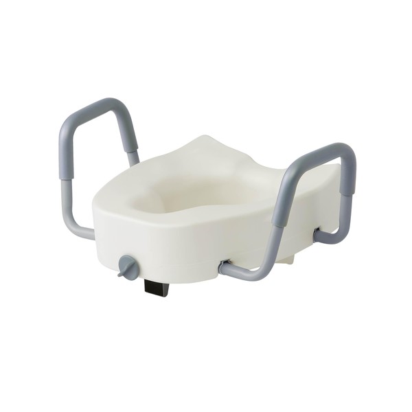 Medline 5" Elongated Raised Toilet Seat, with Lock and Removable Padded Arms- A Medical Seat for Seniors, Elderly, Adults, or Post-Surgery Recovery, 1 Ct.