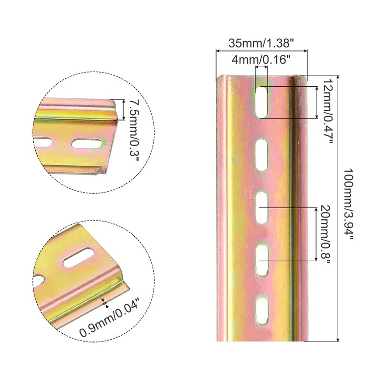 sourcing map 2 Pcs DIN Rail Slotted Iron Mounting Guide