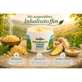 Frankincense Cream Extra Strong with Frankincense, Arnica, Ginger & Valuable Oils, Soothing Care for Body and Senses, Pleasant Fragrance, Suitable for Dry and Sensitive Skin, 200 ml