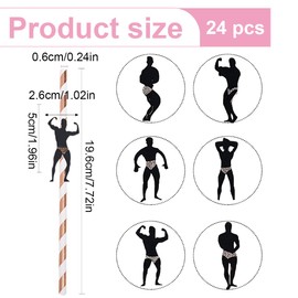 ZORVUJI Pack of 24 JGA Decorative Paper Straws, Rose Gold, Plastic-Free, Biodegradable Disposable Drinking Straws for Girls' Evening, Stag Party, Birthday, Wedding and Party (Rose Gold with Stripes)