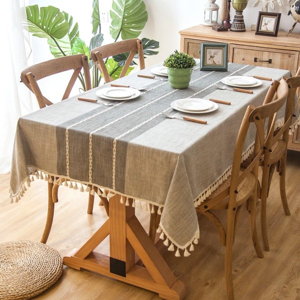 ENOVA HOME Elegant Rectangular Thicken Cotton and Linen Tablecloth with