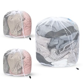 3 Pcs Mesh Laundry Bags for Washing Machine, Mesh Washing Bags for Laundrys, Reusable Net Delicates Laundry Bag with Drawstring for Socks Bras Clothes Jackets(30x40cm, 50x60cm)