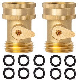 Hourleey Hourleey Brass Garden Hose Shut Off Valve, 2 Pack Heavy Duty 3/4 Inch Solid Brass Garden Hose Shut Off Valve with 10 Extra Rubber Washers