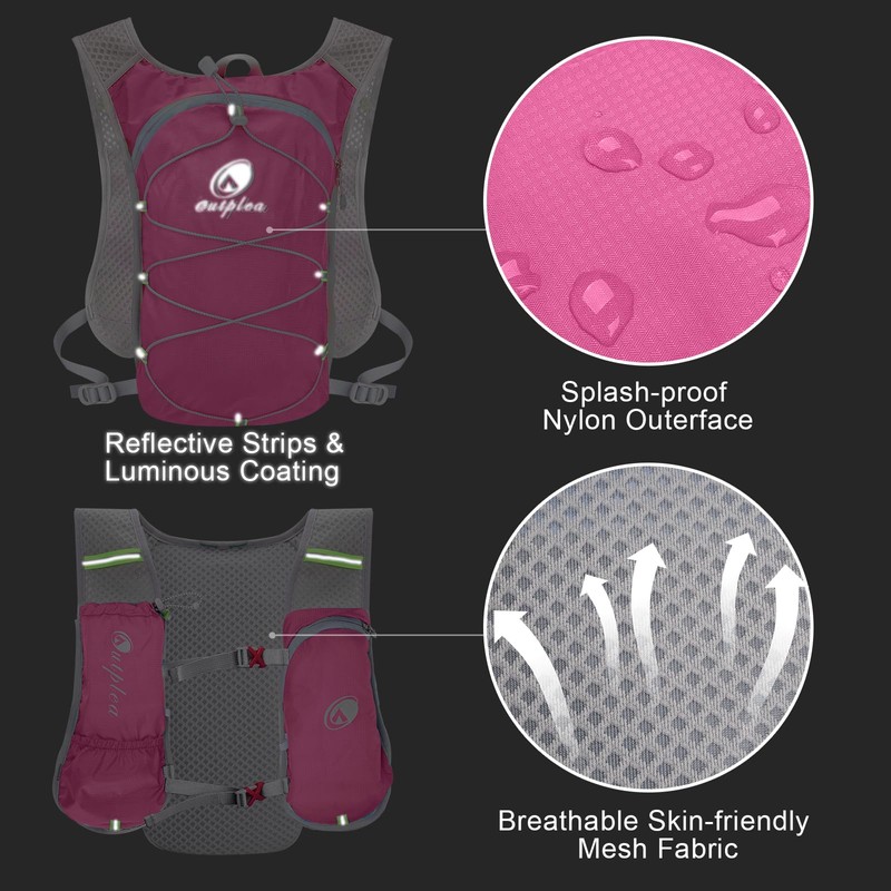 Outplea Running Vest with 2L Water Bladder, Ultralight Multi-pockets Hydration